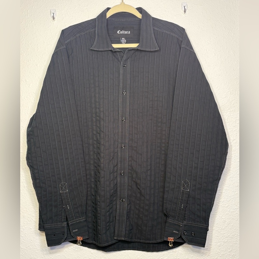 Culture Men’s Black Casual Button-Down Shirt - Sz XXL